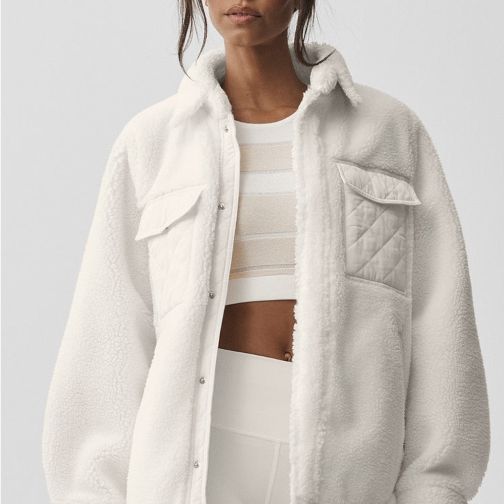 Alo Women's Sherpa Edge Shacket - Ivory